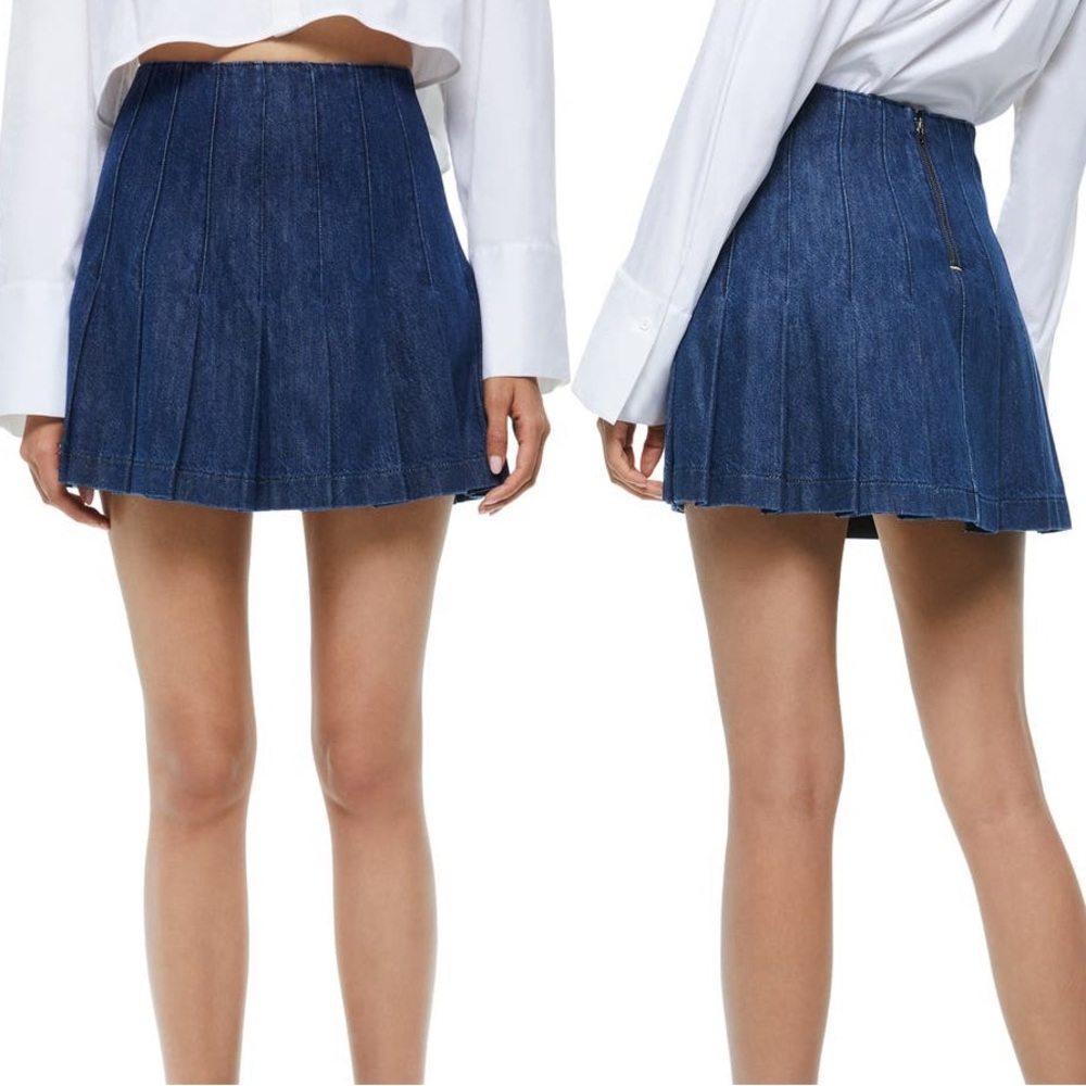 Alice + Olivia Pleated Denim Mini Skirt!